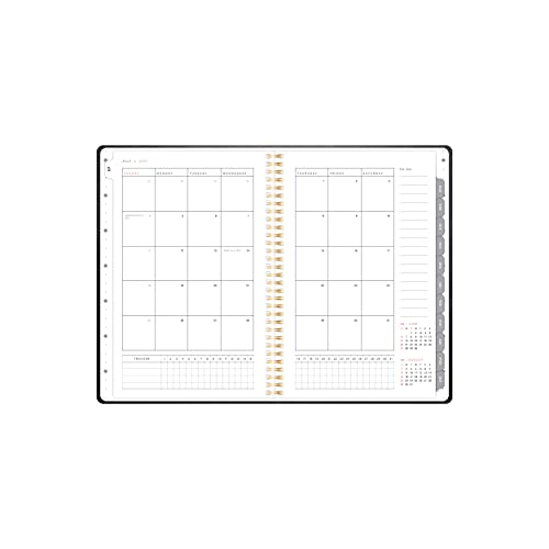 russell+hazel 2021 to 2022 Weekly Academic Planner, Black Vegan Leather Cover, A5, Spiral Bound, 5.25” x 8” (58613)