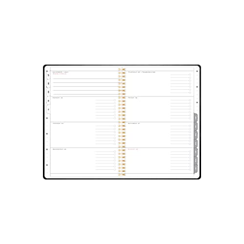 russell+hazel 2021 to 2022 Weekly Academic Planner, Black Vegan Leather Cover, A5, Spiral Bound, 5.25” x 8” (58613)