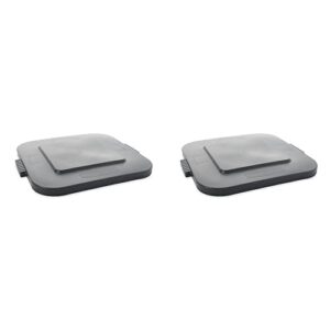 rubbermaid commercial products brute square bin storage container lid, 28-gallon, gray (fg352700gray) (pack of 2)