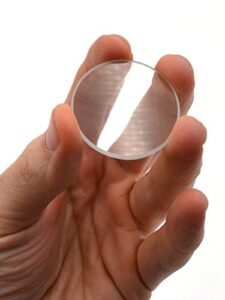 double convex lens, 200mm focal length, 1.5″ (38mm) diameter – spherical, optically worked glass lens – ground edges, polished – great for physics classrooms – eisco labs