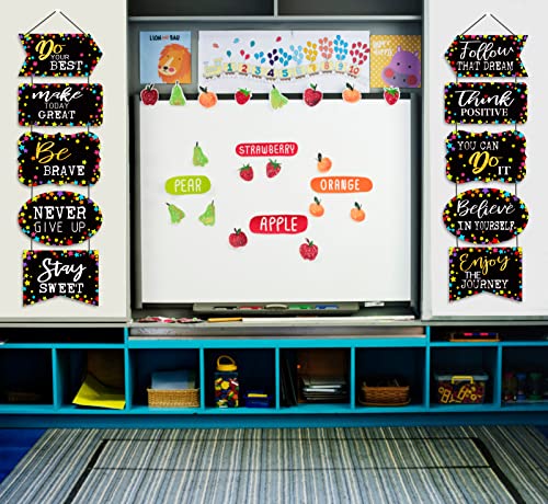 PETCEE Classroom Decoration Banner Confetti Motivational Porch Sign Back to School Positive Sayings Accents Cutouts for Student Teacher School Classroom Bulletin Board Office Home Nursery Decor