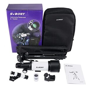 SVBONY SV501P Telescope,70mm Aperture 400mm AZ Mount RefractorTelescope for Kids Beginners Travel with Backpack, Phone Adapter and Barlow Lens