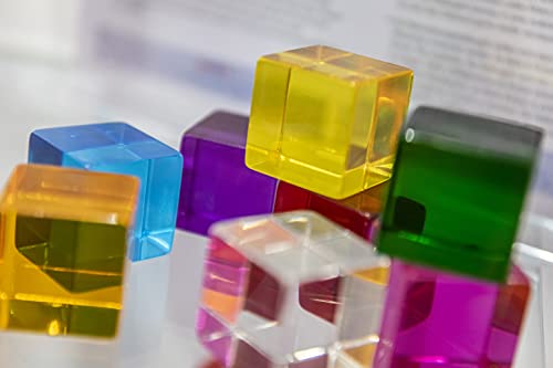 TickiT Perception Cubes - Set of 8 - Assorted Colors - Transparent Manipulatives for Visual Sensory Play - Observe Light and Color-Mixing - Light Panel Accessory