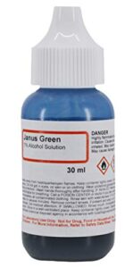 janus green, 1% alcohol solution, 30ml (1 fl oz) – excellent for microbiology labs – the curated chemical collection by innovating science