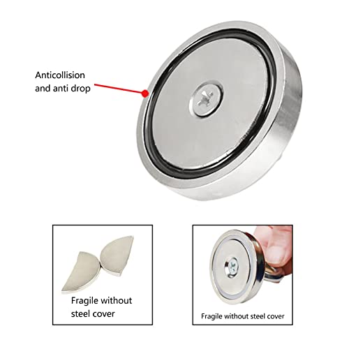 Salvage Magnet Kit, Multifunctional Easy to Install Good Stability NdFeB Strong Magnet with Ring Buckle for Hoisting for Treasure Hunting