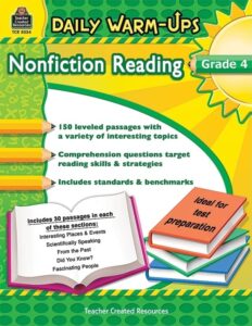 teacher created resources daily warm-ups: nonfiction reading book, grade 4