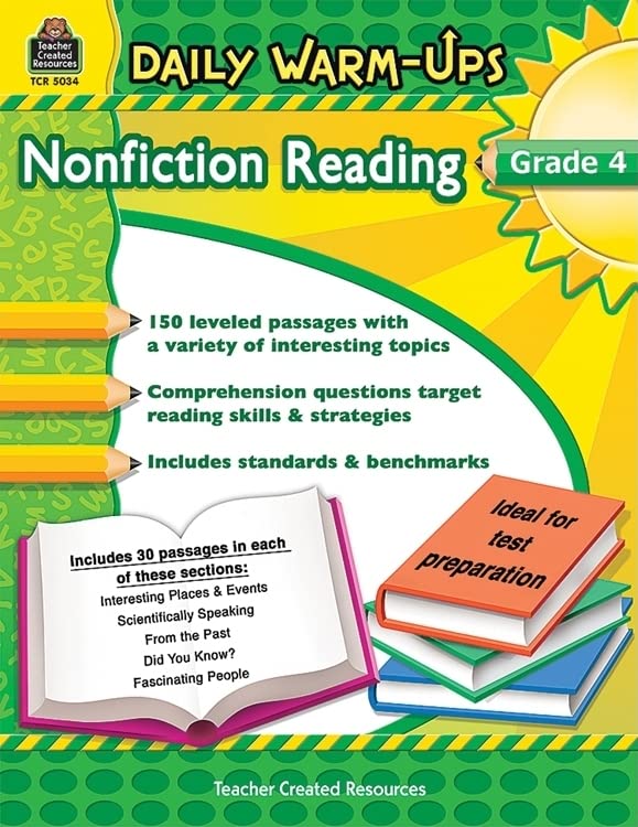 Teacher Created Resources Daily Warm-Ups: Nonfiction Reading Book, Grade 4