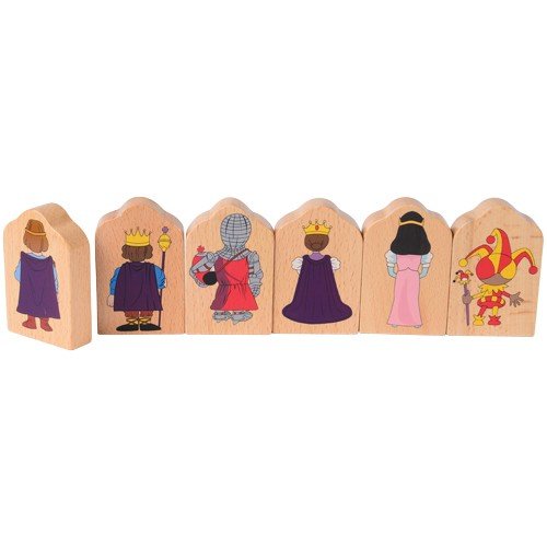 Constructive Playthings 16 pc. Double Sided Multi-Ethnic Royal Court 2 3/4" H. x 1 3/4" W. x 1/2" Thick Wooden Characters Including Dragon