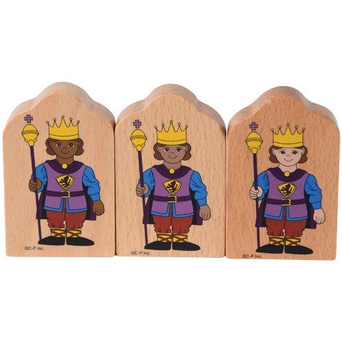 Constructive Playthings 16 pc. Double Sided Multi-Ethnic Royal Court 2 3/4" H. x 1 3/4" W. x 1/2" Thick Wooden Characters Including Dragon