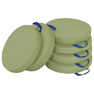 ecr4kids softzone floor cushions with handles, 2″ deluxe foam, round, fern green, (6-pack)