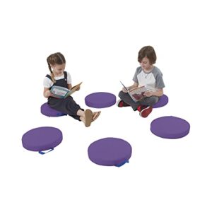 ECR4Kids SoftZone Floor Cushions with Handles, 2" Deluxe Foam, Round, Purple, (6-Pack)