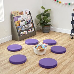 ECR4Kids SoftZone Floor Cushions with Handles, 2" Deluxe Foam, Round, Purple, (6-Pack)