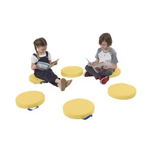 ECR4Kids SoftZone Floor Cushions with Handles, 2" Deluxe Foam, Round, Yellow, (6-Pack)