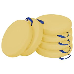 ecr4kids softzone floor cushions with handles, 2″ deluxe foam, round, yellow, (6-pack)