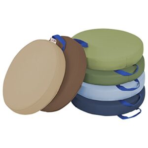 ecr4kids softzone floor cushions with handles, 2″ deluxe foam, round, earthtone, (6-pack)