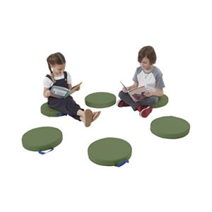 ECR4Kids SoftZone Floor Cushions with Handles, 2" Deluxe Foam, Round, Hunter Green, (6-Pack)