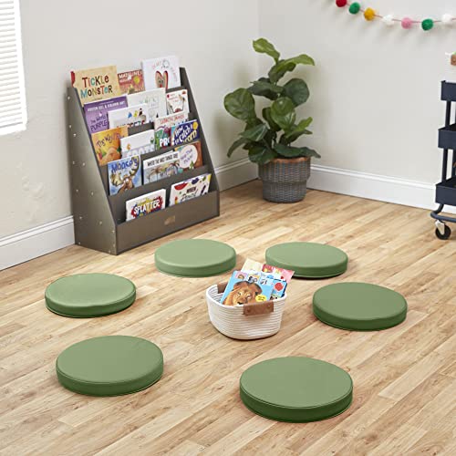 ECR4Kids SoftZone Floor Cushions with Handles, 2" Deluxe Foam, Round, Hunter Green, (6-Pack)