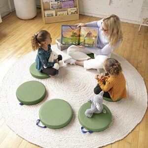 ECR4Kids SoftZone Floor Cushions with Handles, 2" Deluxe Foam, Round, Hunter Green, (6-Pack)