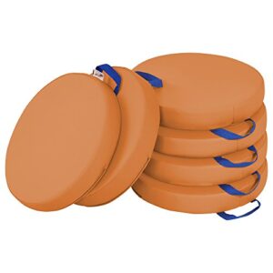 ecr4kids softzone floor cushions with handles, 2″ deluxe foam, round, orange, (6-pack)