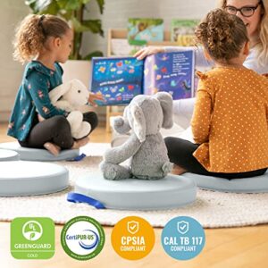 ECR4Kids SoftZone Floor Cushions, Round, Flexible Seating, Light Grey, 6-Piece