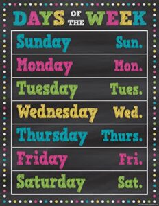 teacher created resources chalkboard brights days of the week chart