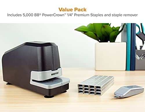 Bostitch Office Impulse Heavy Duty Electric Stapler Value Pack, 30 Sheet Capacity, Includes 5,000 Staples & Staple Remover, No-Jam, Faster Stapling, Black