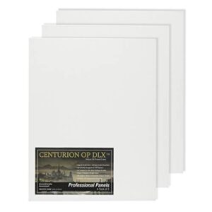 centurion deluxe professional oil primed linen canvas panels 3-pack – op enhanced primed oil canvas panels for painting, artists, oils, alkyds, & more! – 14×18″