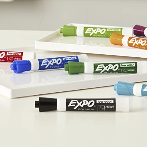 EXPO Low Odor Dry Erase Markers, Chisel Tip, Black, 12 Count