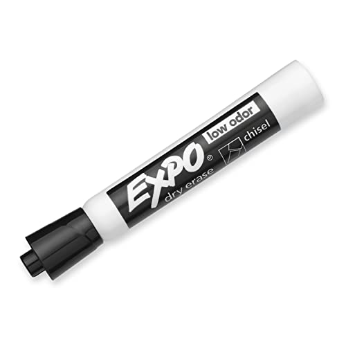 EXPO Low Odor Dry Erase Markers, Chisel Tip, Black, 12 Count