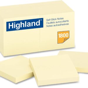 3M 6549-18 Highland Notes, 3 x 3-Inches, Yellow, 18-Pads/Pack