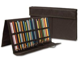 soho urban artist 72 slot pencil case for colored pencil, markers, pen, brushes durable nylon organizer opens to easel stand – black