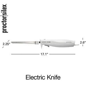 Proctor Silex Easy Slice Electric Knife for Carving Meats, Poultry, Bread, Crafting Foam and More, Lightweight with Contoured Grip, White