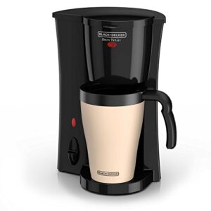 black+decker brew ‘n go personal coffeemaker with travel mug, black/beige, dcm18