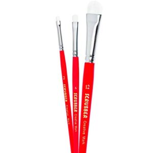 creative mark scrubber watercolor brushes – professional watercolor brushes for scrubbing, blotting, re-shaping edges, and more! – set of 3