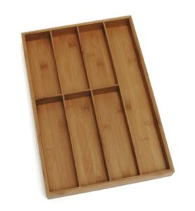 lipper international 8877 bamboo wood flatware organizer with 7 compartments, 12″ x 17-1/2″ x 1-3/4″