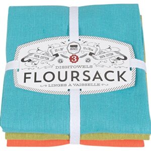 Now Designs Floursack Kitchen Dish Towels Blue, 20 x 30in, Set of 3, Bali Cactus Crush, 3 Count