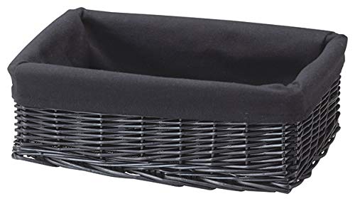 ちどり産業(Tidorisangyou) Willow Basket with Cloth Storage Box, 36X26XH12cm, Black (Black 19-3911tcx)