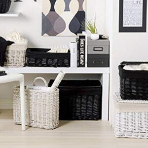 ちどり産業(Tidorisangyou) Willow Basket with Cloth Storage Box, 36X26XH12cm, Black (Black 19-3911tcx)