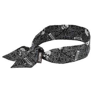 ergodyne chill its 6700 cooling bandana, lime, evaporative polymer crystals for cooling relief, tie for adjustable fit,, skulls