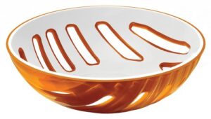 guzzini mirage 10-inch d bread basket, orange