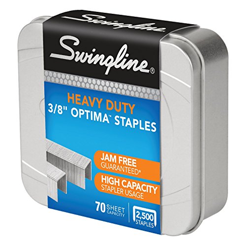 Swingline Staples, Optima, High Capacity, 3/8" Length, Jam Free, 125/Strip, 2500/Box, 1 Box (35550)