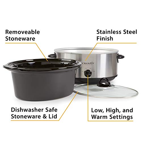 Crock-Pot 7-Quart Oval Manual Slow Cooker | Stainless Steel (SCV700-S-BR)