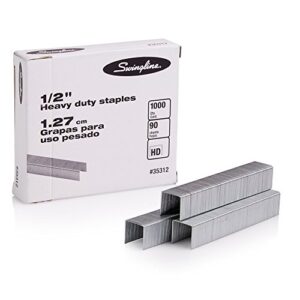 swingline staples, heavy duty, 1/2″ length, 90 sheet capacity, 100/strip, 1000/box, 1 pack (35312), silver