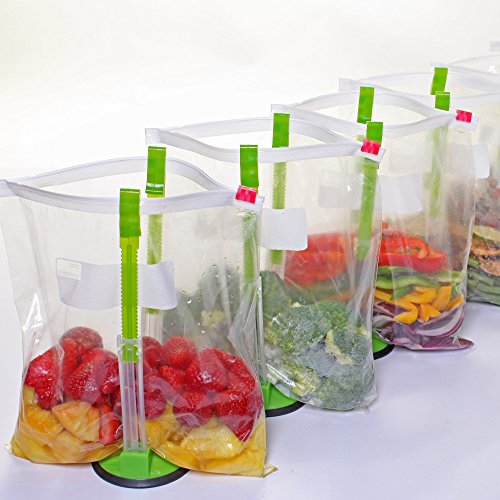 Original Jokari Adjustable Baggy Rack Stand 2 Pack. Prop Plastic Ziploc Freezer Storage Bags Open Hands-Free to Pour Leftovers, Snacks and Meal Prep Ingredients With No Food Spills or Kitchen Mess