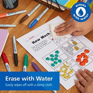 EXPO Vis-à-Vis Wet Erase Markers, Fine Point, Assorted Colors, 12 Count