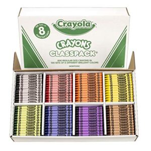 crayola crayon classpack, 800 count, bulk school supplies for teachers, large crayon box, 8 colors