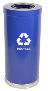 witt industries 15rtbl-1h steel 24-gallon 1 opening recycling container with 1 metal liner, legend “recycle”, round, 15″ diameter x 32″ height, blue