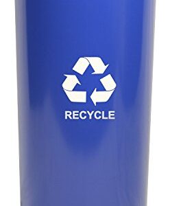 Witt Industries 15RTBL-1H Steel 24-Gallon 1 Opening Recycling Container with 1 Metal Liner, Legend "Recycle", Round, 15" Diameter x 32" Height, Blue