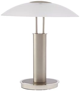 artiva usa avalon 9476tcm touch-switch table lamp, frosted canoe glass shade, satin nickel and chrome finish