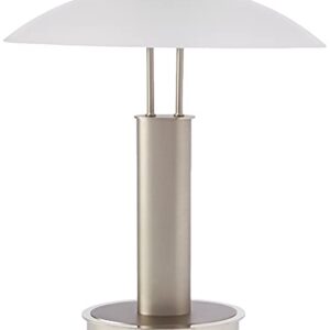 Artiva USA Avalon 9476TCM Touch-switch Table Lamp, Frosted Canoe Glass Shade, Satin Nickel and Chrome Finish